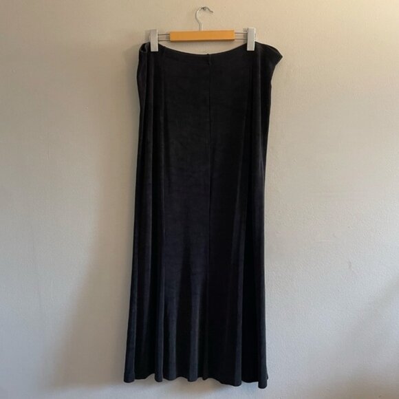 Vintage 90s Picadilly Fashion Slinky Black Trumpet Flared Maxi Skirt - Picture 7 of 11